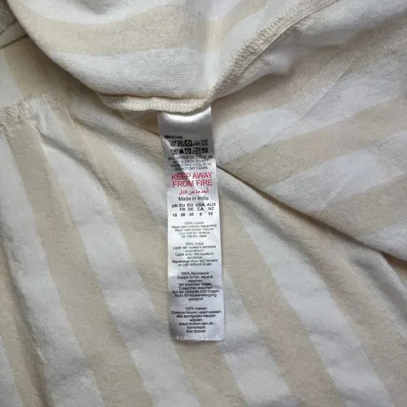 Boohoo Smocked Striped Sundress Maxi Cotton Women’s 6 Tiered Coastal Cottagecore - Picture 4 of 16